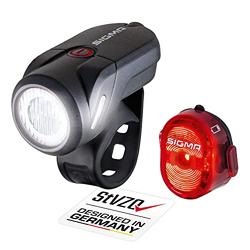 SIGMA SPORT - LED Fahrradlicht Set Aura 35 und NUGGET II | StVZO zugelassenes, akkubetriebenes Vorderlicht und Rücklicht