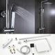 JAOSY Thicker Rain Shower Mixer Set Thermostatic Twin Head Chrome Exposed Overhead Brass Valve Kit Handset Riser Rail Bar Bathroom 2 Way Square Rainfall Head Shower Mixer Easy Fit Kit