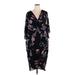 City Chic Casual Dress - Wrap: Black Floral Dresses - Women's Size 20 Plus