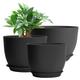 GARDIFE 12/10/9 inch Plant pots, Large planters for Indoor Plants, Flower pots,Black