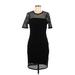 1.State Casual Dress - Sheath Crew Neck Short sleeves: Black Grid Dresses - Women's Size Medium