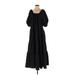 Zara Casual Dress - Maxi Scoop Neck Short sleeves: Black Dresses - Women's Size Small