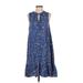 BeachLunchLounge Casual Dress - Popover: Blue Paint Splatter Print Dresses - Women's Size Small