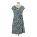 Lands' End Casual Dress - Wrap: Teal Paisley Dresses - Women's Size Large