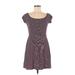 Others Follow Casual Dress - Fit & Flare Off The Shoulder Short sleeves: Burgundy Stripes Dresses - Women's Size Medium