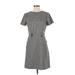 Ann Taylor Cocktail Dress - Sheath Crew Neck Short sleeves: Gray Solid Dresses - New - Women's Size 2