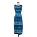 R&K Originals Casual Dress - Sheath Boatneck Sleeveless: Blue Batik Dresses - Women's Size 10 Petite