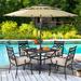 Lark Manor™ Alyah Square 4 - Person 37" Long Outdoor Dining Set w/ Cushions & Umbrella Metal in Brown | 37 W x 37 D in | Wayfair