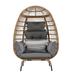 Egg-like Accent Cuddle Chair Porch Wicker Woven Lounge Chair Single Sofa Chair Rattan Single Chair with Grey Removable Cushion
