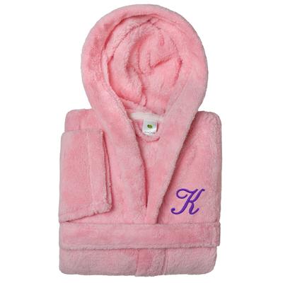 Sweet Kids 100% Polyester SUPER PLUSH Double Brushed Hooded Bathrobe with Purple Script Monogram