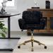 Modern Golden Metal Base Tufted Velvet Desk Chair, Height Adjustable