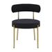 Upholstered Boucle Dining Chairs Set of 2 w/ Brushed Brass Metal Legs