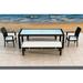 Lark Manor™ Kaneb 5 Piece Outdoor Dining Set w/ Sunbrella Cushions Glass in Blue | Wayfair 475B9AAD60FE4D178EBFD7020869D95D