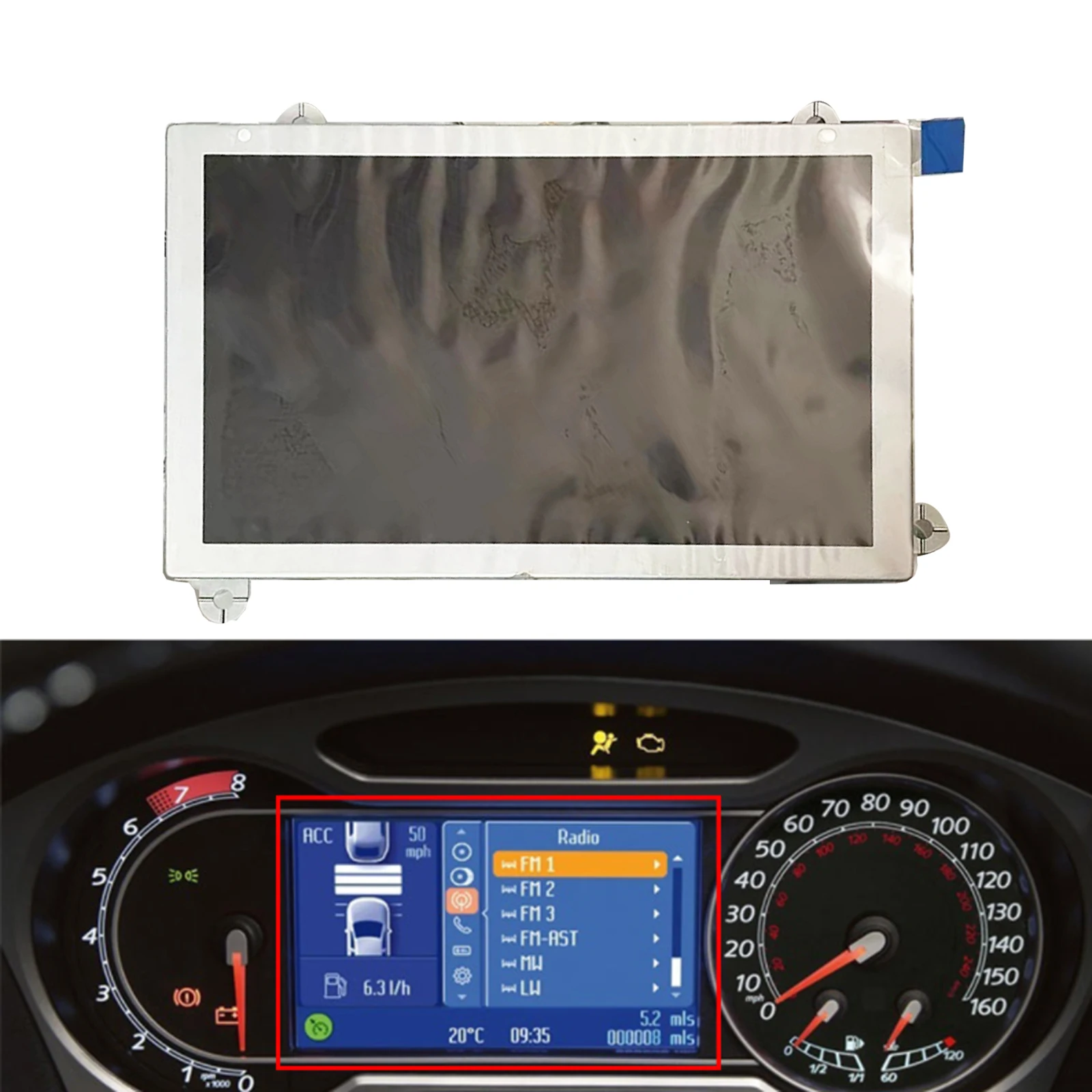 Kombiinstrument LCD-Display 07–10 für Ford Mondeo MK4 Galaxy MK3 S-Max Dash LCD-Bildschirm Pixel Ersatz 8M2T-10849-XE XD WA Image