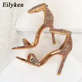 Eilyken argento Champagne Sexy tacchi alti Peep Toe sandali donna fibbia cinturino gladiatore