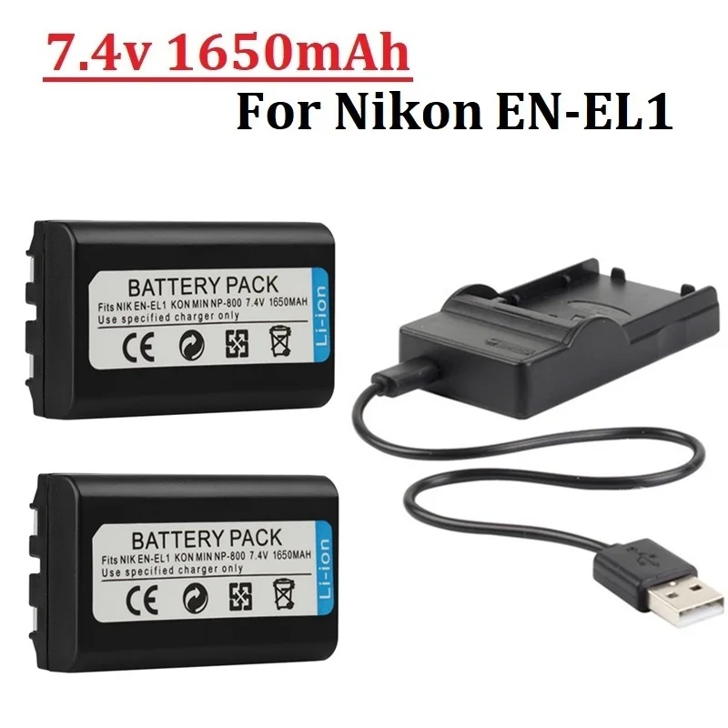 1650 mAh Akku EN-EL1 ENEL1 EN EL1 Akku und Ladegerät für Nikon CoolPix 4300 5400 8700 500 775 880 885 990 995 Bateria Image