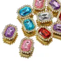 Perles de biscuits carrées bricolage avec base de griffe de document en or verre cristal perle à