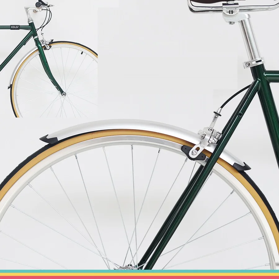 Fahrrad vorne hinten Kotflügel Retro Fixed Gear Fahrrad 700c Rennrad Kotflügel Kunststoff und Aluminium Liner Kotflügel silber schwarz Image