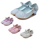 Mädchen Prinzessin Schuhe Frühling Elsa Cosplay Kristall Pailletten hohe Schuhe solide blau Glitter