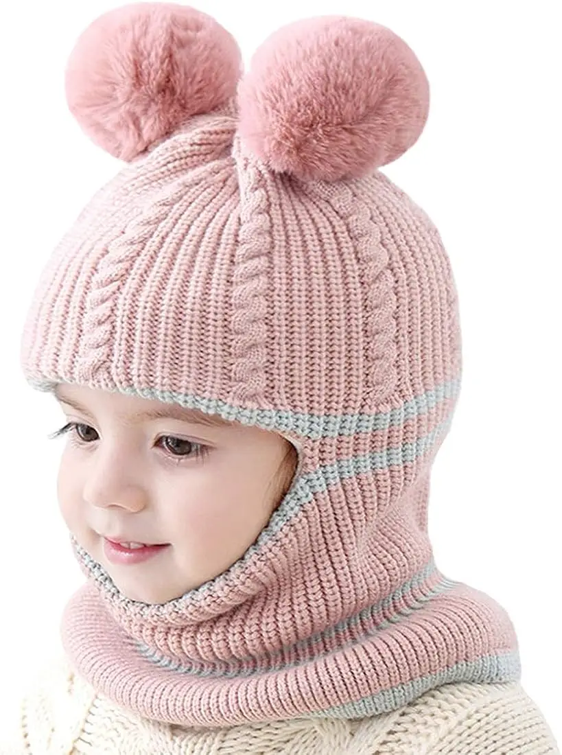 1-4 Jahre Baby Kinder Neue Herbst Winter Bär Ohr Gestrickte Kappe Kinder Nette Warme Mützen Hüte Mädchen Jungen stricken Pullover Motorhaube Kappen Image
