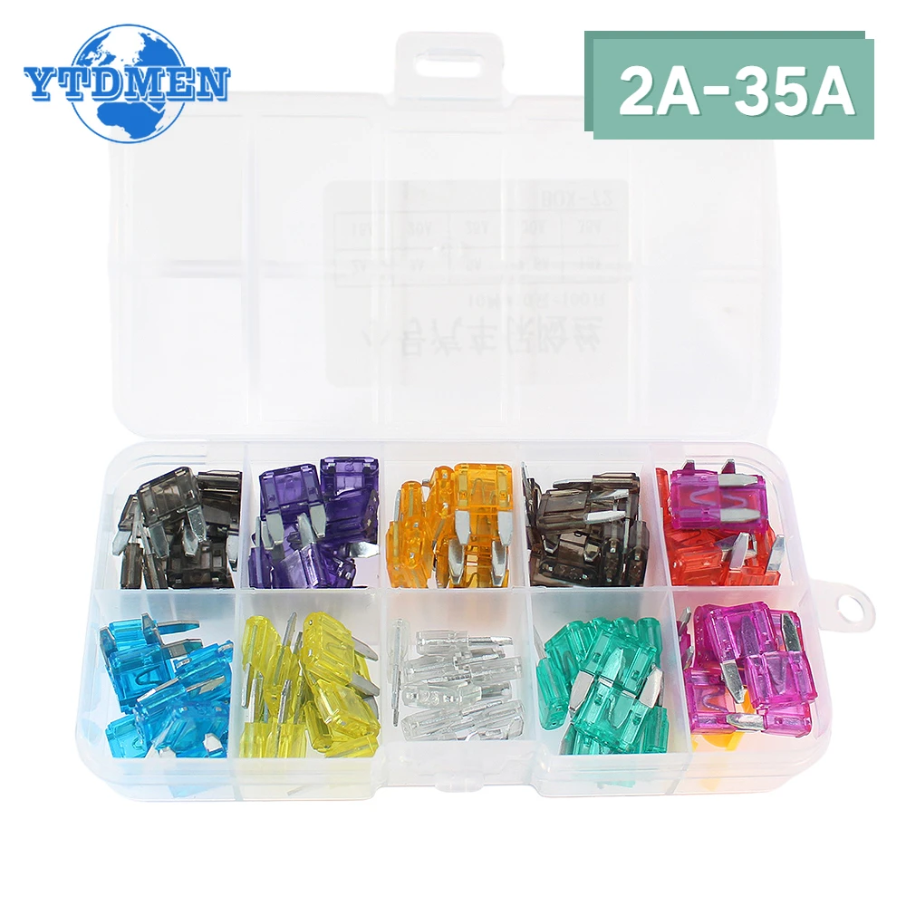 10 stücke 100 stücke Auto Sicherung Sortiment Set Profil Kleine Größe Klinge Typ Sicherung Auto Auto Lkw 2A-40A mit Clip Image