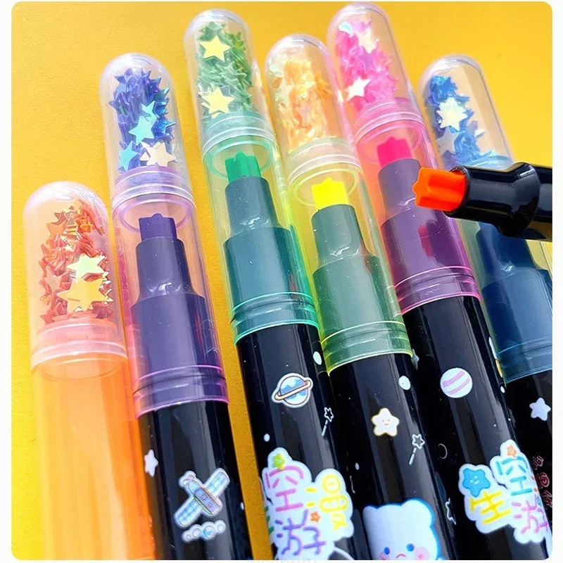 6 farben/set Kawaii Stern Highlighter Stift Candy Farbe Nette Stamper Stift Hand konto Student geschenke Schule Schreibwaren Image