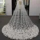 Voile de Mariage Rétro Élégant Cape Appliques Florales 3D Blanc Ivoire Voiles initiés Longs