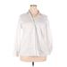 Alfani Long Sleeve Button Down Shirt: White Jacquard Tops - Women's Size 18