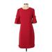 Sara Campbell Casual Dress - Sheath: Red Solid Dresses - Women's Size 4