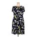 London Times Casual Dress - Shift: Blue Print Dresses - Women's Size 2X