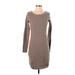Ann Taylor LOFT Casual Dress - Sweater Dress: Brown Marled Dresses - Women's Size Small