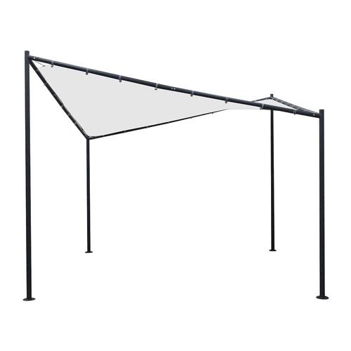 Pavillon 350 cm breit Weiß und Schwarz