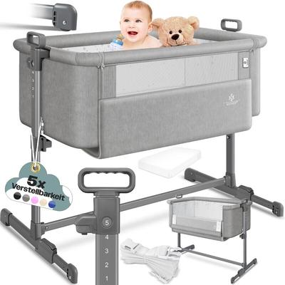 Zustellbett Hubi 3in1 Baby Beistellbett Reisebett Babybett mit weich Matratze mit Rollen Kinderbett Image