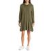 Caslon(r) Long Sleeve Flounce Hoodie Dress