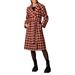 Belted Plaid Double Breasted Longline Coat