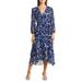 Floral Long Sleeve Faux Wrap Midi Dress