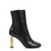 4g Cube Heel Pointy Ankle Boot In Black Leather
