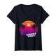 Damen Cool Summer Retro Zitat Beach Vibes Tropical Chill Vacation T-Shirt mit V-Ausschnitt