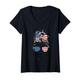 Damen 4. Juli Unordentlicher Dutt Haar Mädchen Frauen All American Girl T-Shirt mit V-Ausschnitt