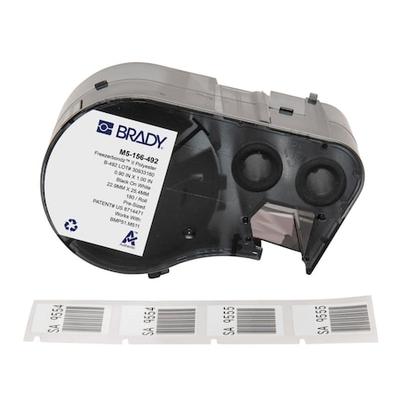BRADY M5-156-492 Precut Label Cartridge,White,Matte