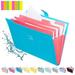 Forvencer Expanding File Folder Sky Blue Cute Folder for Important Documents 5 Pocket Folder Organizer with Labels Accordion Folder Letter Size Paper Organizer Folder Portable for School