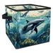 KLURENT Whale Sea Ocean Toy Box Chest Collapsible Sturdy Toy Clothes Storage Organizer Boxes Bins Baskets for Kids Boys Girls Nursery Playroom