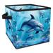 KLURENT Sea Dolphin Toy Box Chest Collapsible Sturdy Toy Clothes Storage Organizer Boxes Bins Baskets for Kids Boys Girls Nursery Playroom