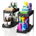 2 Pack Under Sink Organizers and Storage 2-TierSliding Cabinet Basket Organizer with Hooks Multi-Purpose Under Sink Organizers and Storagefor Bathroom Kitchen