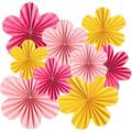 Paper Flowers Decorations for Wall Paper Fans Classroom Decoration Paper Floral Backdrop Decor Paper Fans Decoration Hanging Paper Fans Pink Flower Wall Decor Set of 9