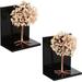 Natural Stones Bookends Decorative Acrylic Stone Tree Book Ends for Shelves Desktop Organizer Home Office 5.7-6.3inch (1 Pair)