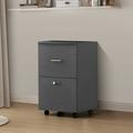 ZJbiubiuHome File cabinet with two drawers with lock Hanging File Folders A4 or Letter Size Small Rolling File Cabinet Printer Stand office cabinet Office pulley movable file cabinet wh