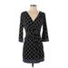 White House Black Market Casual Dress - Wrap: Black Argyle Dresses - Women's Size Small