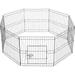 24 Inch Puppy Pet 8 Panel Foldable Metal Playpen Portable Fence Exercise Pen With Door Indoor/Outdoor Black