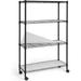 Black Adjustable Shelf Wire Shelving Unit w/Liner Basement Storage Shelving Metal Steel Storage Shelves Garage Shelving Storage Organizer Utility Shelf 4-Tier